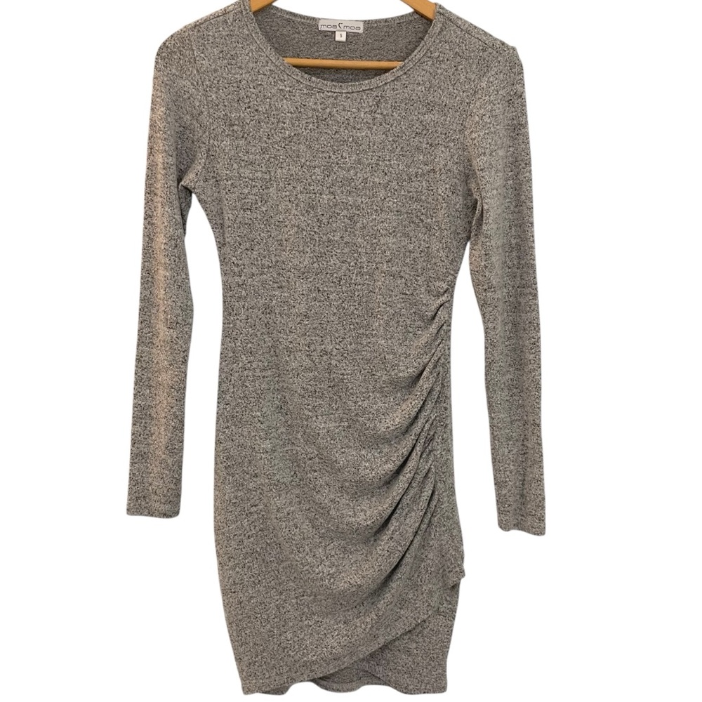 Moa Moa Gray Super Soft Ruched Long Sleeve Bodycon Mini Dress Nordstrom Small